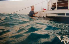 Fran after snorkeling the Great Barrier Reef in Australia